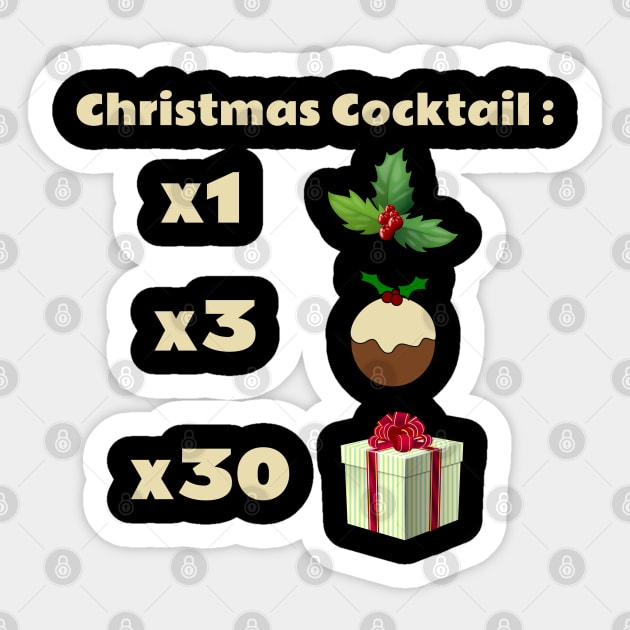 Christmas Cocktail, Cocktail recipe, Holly, Christmas Pudding, Christmas Gift, Funny Cocktail Stickers Sticker by Style Conscious